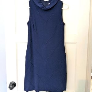Navy blue sleeveless collared dress